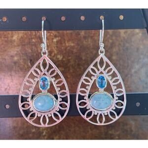 Sterling Silver, Larimar and Blue Topaz Earrings by PTI